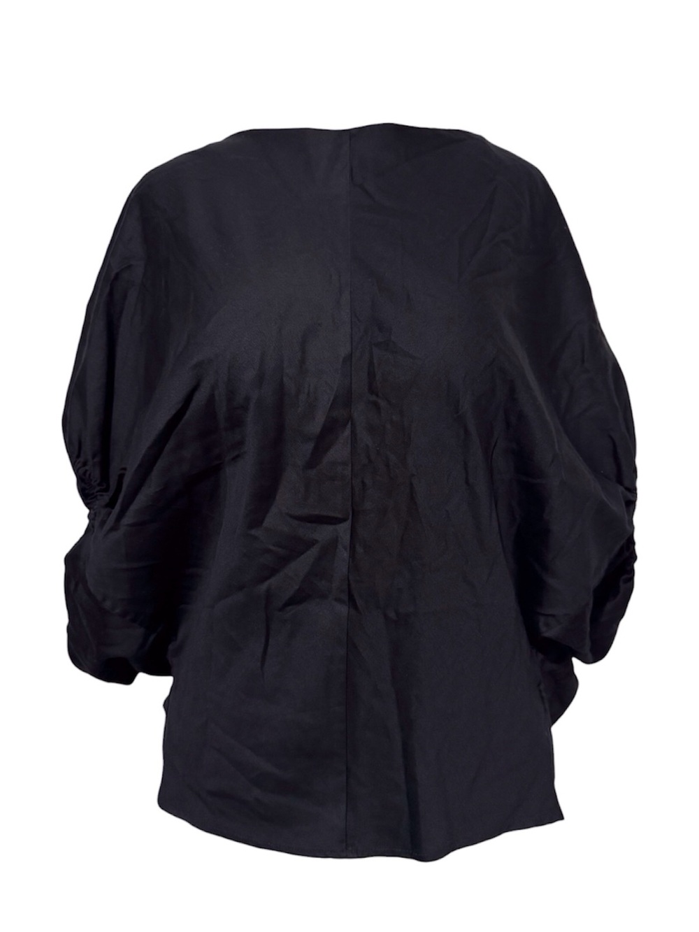 Tish Cox Black Blouse Voluminous Gathered Balloon Sleeves Collectible Size S = 6